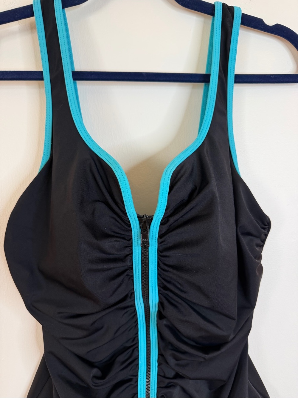Reebok Black One-Piece Swimsuit with Turquoise Trim Women's Swim Size 12 - Picture 2 of 8